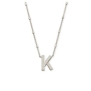 Kendra Scott Rhodium played letter K necklace